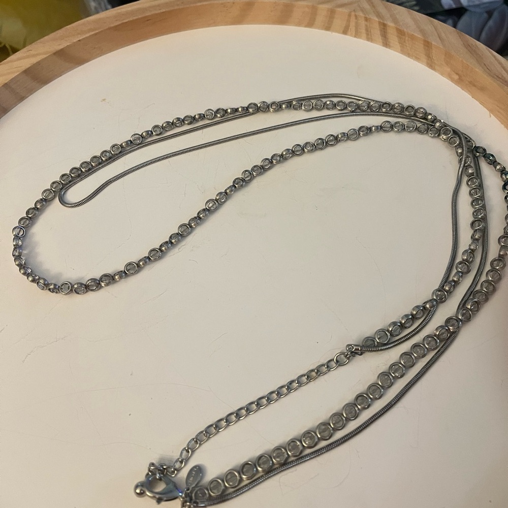 Chicos silver chain and crystal  necklace